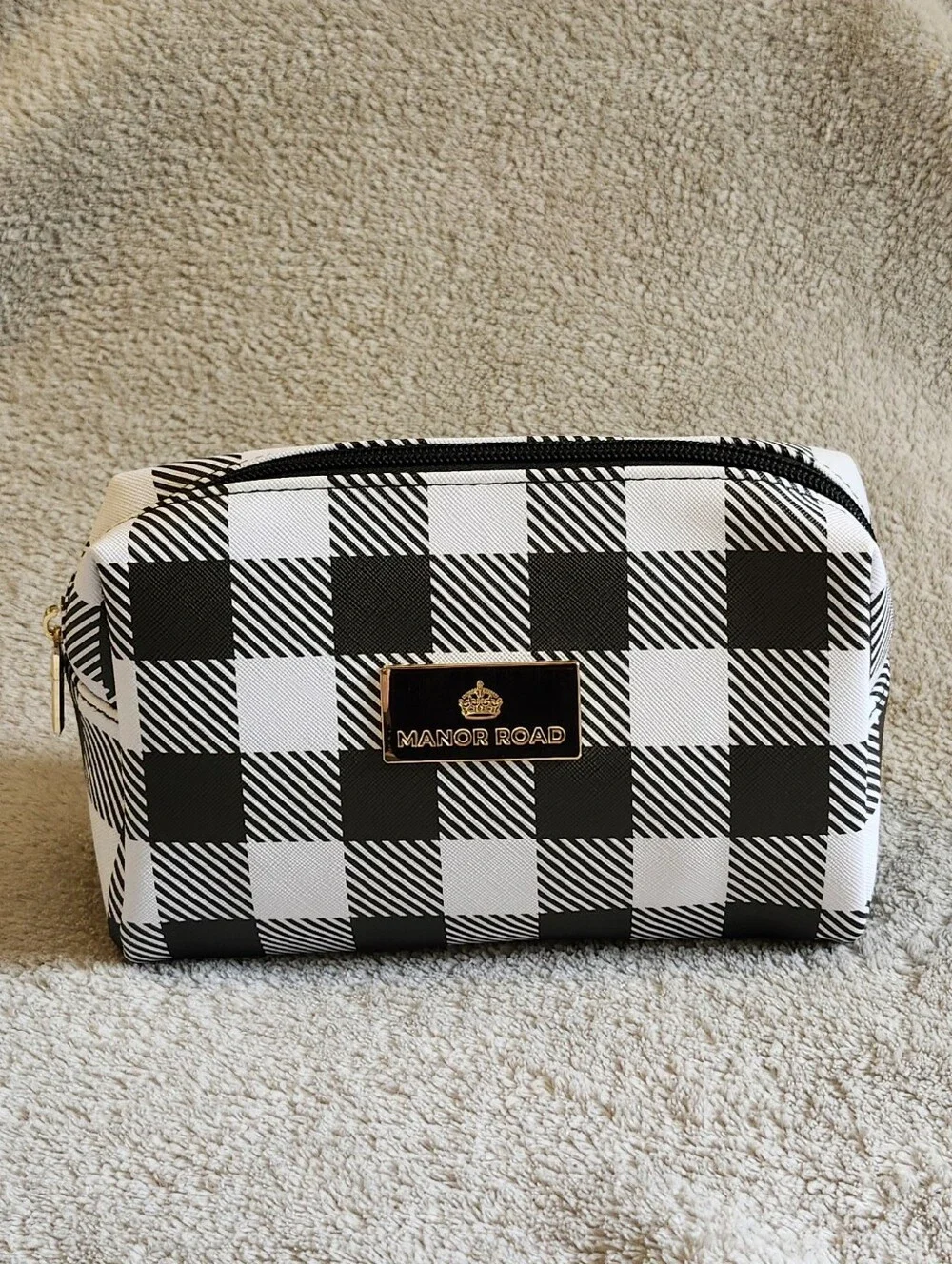 Black & White Check Cosmetic Makeup Bag